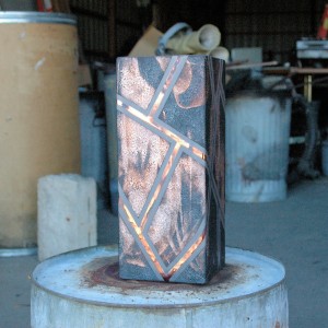 Tall Raku Square Vase